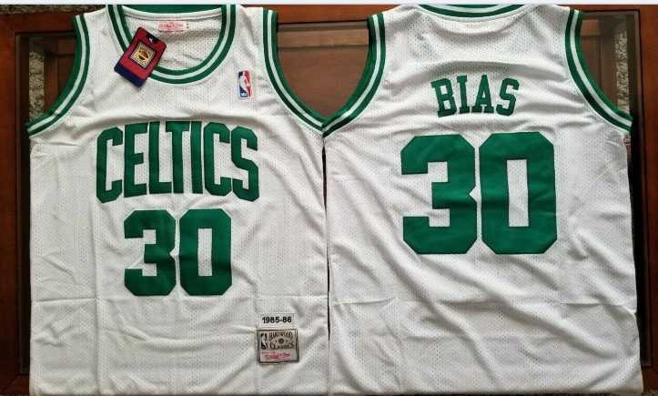 Mens Boston Celtics #30 Len Bias White Swingman Throwback Jersey